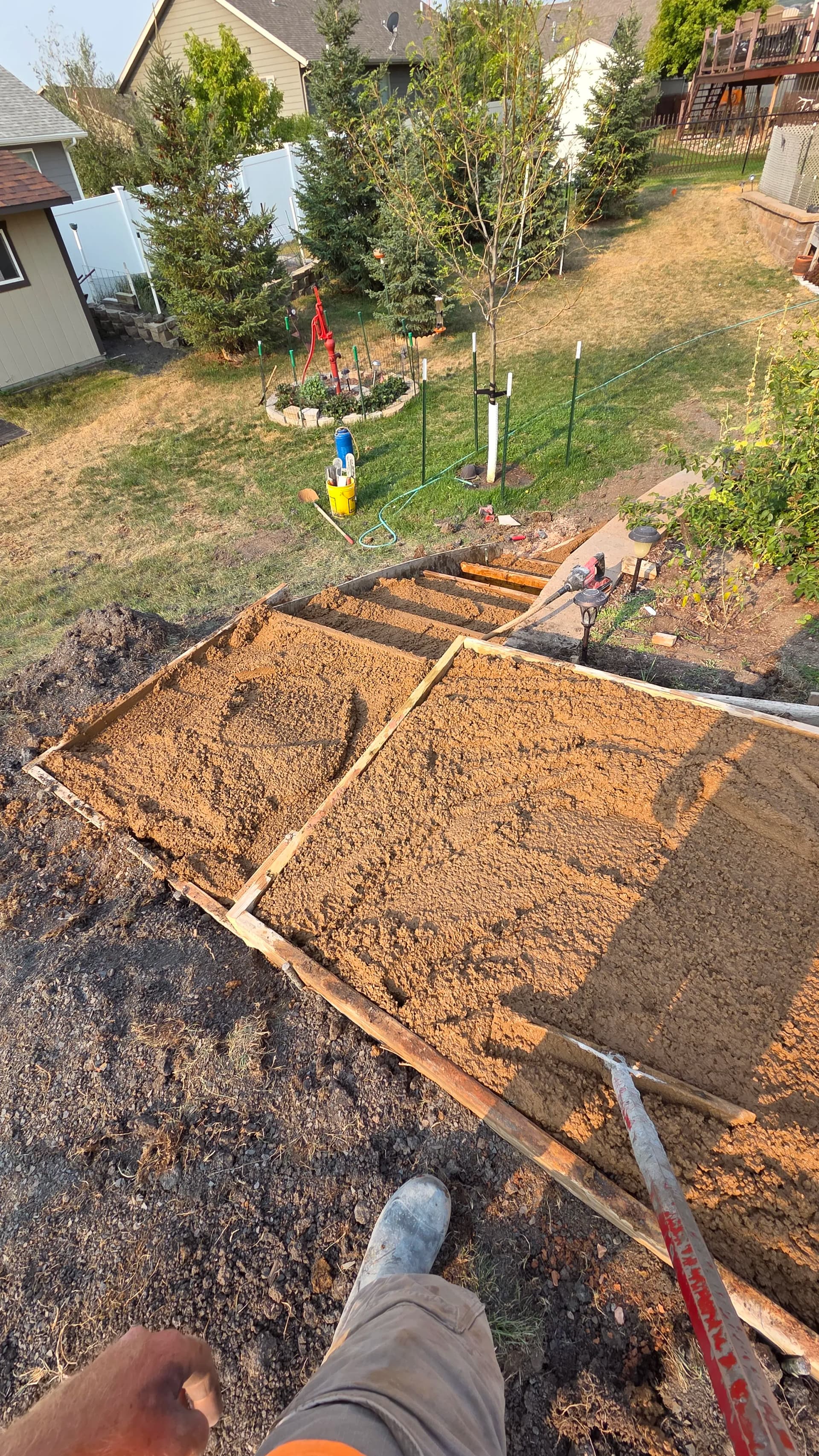 New Concrete Steps Built Along a Rapid City Retaining Wall